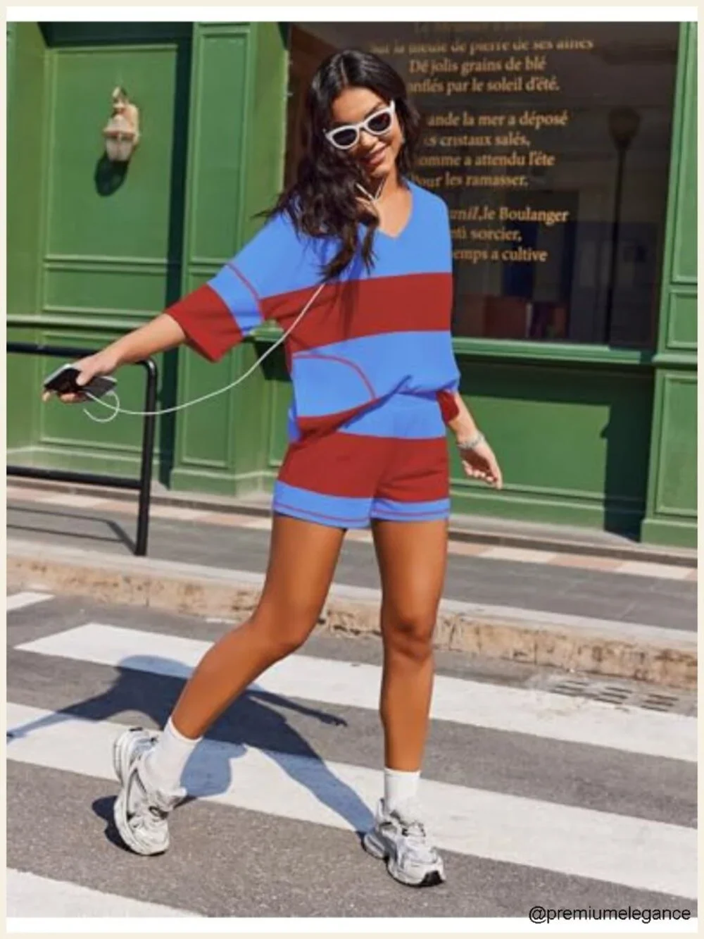 Women's Oversized Striped Lounge Short Sleeve Set with Pockets Two Piece